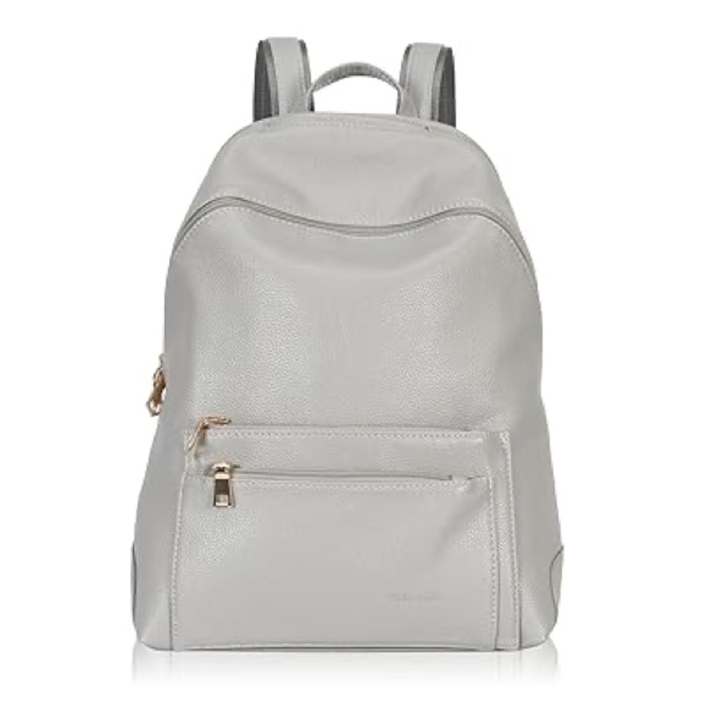 Hynes Victory Grey Pebbled Faux Leather Backpack